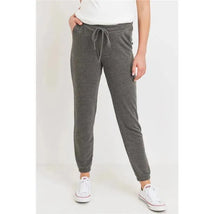 Hello Miz - Two-Tone Brushed Terry Maternity Sweatpants, Charcoal Image 1