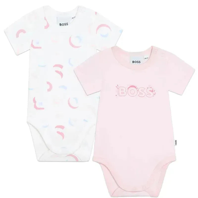 Hugo Boss Baby 2Pk Baby Onesies Set, White/Pink - Main Image