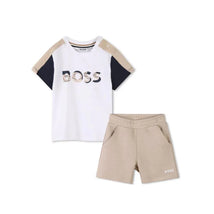 Hugo Boss Baby - Boy Logo Short Sleeve Tee And Shorts, White & Beige Image 1