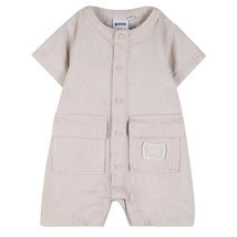Hugo Boss Baby Infant Short Sleeve Linen Romper, Ivory Image 1