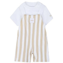 Hugo Boss Baby Infant Striped Overall & Tshirt Set, Stone Image 1