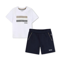 Hugo Boss Baby Tee Shirt In Cotton Jersey And Bermuda Shorts, Navy Image 1