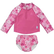 Iplay - 2Pc Rashguard Set With Reusable Swim Diaper, Pink Hawaiian Turtle Image 1