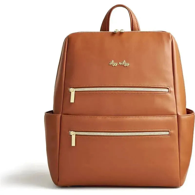 cognac faux leather backpack Itzy Ritzy