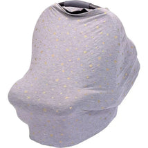 J.L. Childress - 4-in-1 Multi-Use Cover, Stretchy Car Seat Canopy and Privacy Cover, Grey/Gold Stars Image 1
