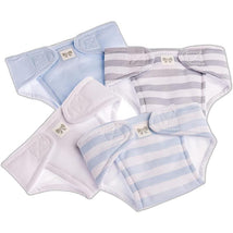 JC Toys - Baby Doll Washable and Reusable Eco Diapers, 4 Pack Fits Dolls 14 to 18, Blue, White and Grey Image 1