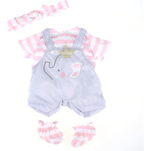 JC Toys Berenguer Boutique Baby Doll Outfit - Gray Overall Shorts with Pink Stripes Image 1