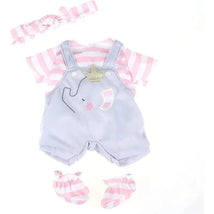 JC Toys - Berenguer Boutique Baby Doll Outfit, Gray Overall Shorts with Pink Stripes, Ages 2+ Image 1