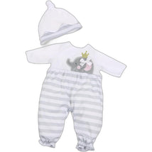 JC Toys - Berenguer Boutique Baby Doll Outfit, Gray Striped Long Onesie, Ages 2+  Image 1