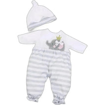 JC Toys - Berenguer Boutique Baby Doll Outfit, Gray Striped Long Onesie, Ages 2+ Image 1