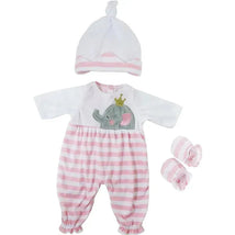 JC Toys Berenguer Boutique Baby Doll Outfit - Pink Striped Long Onesie Image 1