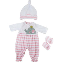JC Toys - Berenguer Boutique Baby Doll Outfit, Pink Striped Long Onesie, Ages 2+  Image 1