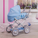 JC Toys - Berenguer Boutique, Deluxe Foldable Baby Doll Stroller with Canopy, Blue Image 6
