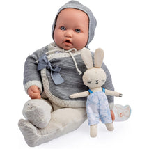 JC Toys La Baby Soft Body Baby Doll in Gray Outfit with Accessories Image 1