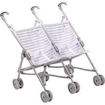 JC Toys Berenguer Boutique Twin Umbrella Baby Doll Stroller - Gray Image 1