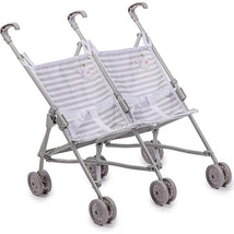 JC Toys - Berenguer Boutique Twin Umbrella Baby Doll Stroller, Gray, Ages 2+  Image 1