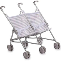 JC Toys - Berenguer Boutique Twin Umbrella Baby Doll Stroller, Gray, Ages 2+ Image 1