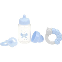 JC Toys Blue Baby Doll Bottle, Rattle & Pacifier Set Image 1
