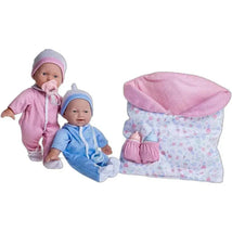 JC Toys - La Baby 11 Soft Body Twin Baby Dolls, Removable Outfits and Reversible Sleeping Bag & Accessories Image 1
