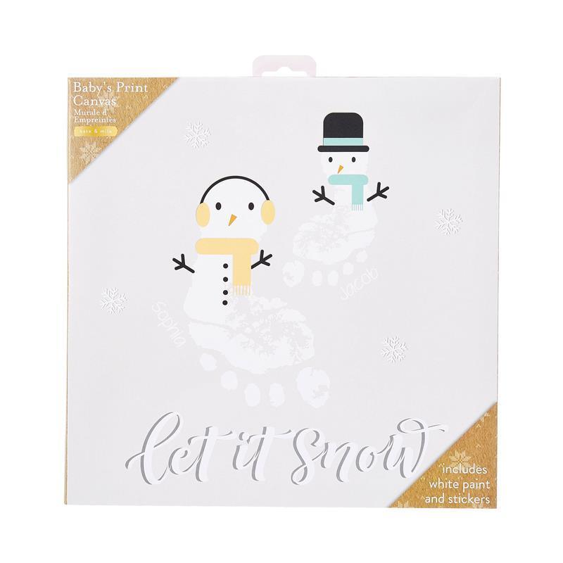 Baby Christmas Let it Snow Footprint Kit White Paint Canvas 34