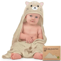Keababies - Cuddle Baby Hooded Towel, Cat Image 1
