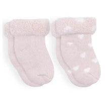 Kushies Baby - 2Pk Girl Blush Solid & Hearts Socks Terry, 0/3M Image 1