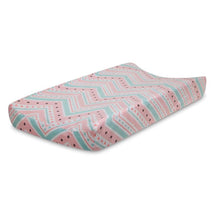 Lambs & Ivy Little Spirit Changing Pad Cover, Coral/Teal Image 1