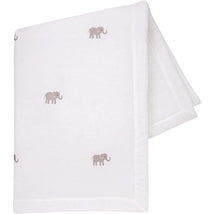 Lambs & Ivy Signature Elephant Linen Embroidered Baby Crib Quilt Image 1