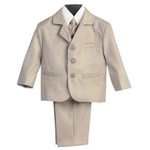 Lito - Boy's 3 Button 5 Piece Khaki Suit With Shirt, Vest, And Tie Image 1