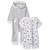 Little Me - 2 Pack Coverall and Romper, Star Image 1