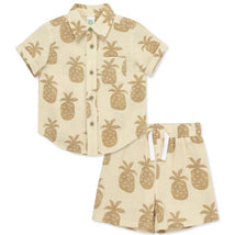 Little Me - Baby Boy Pineapple Woven Short Set, Tan Image 1