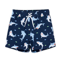 Little Me - Baby Boy Shark Swim Trunks Blue Image 1