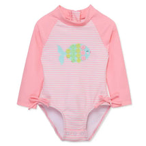 Little Me - Baby Girl Fish 1-Piece Rashguard Swimsuit Image 1