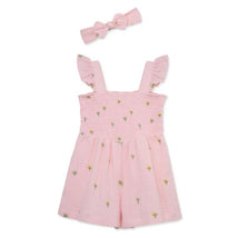 Little Me - Baby Girl Floral Schiffli Woven Romper Pink Image 1