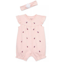 Little Me - Baby Girl Ladybug Romper, Pink Image 1