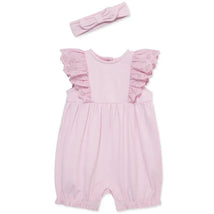 Little Me - Baby Girl Lilac Eyelet Romper & Headband Set Image 1