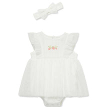 Little Me - Baby Girl Strawberry Popover, Ivory Image 1