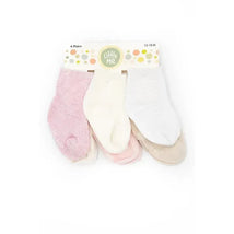 Little Me Beige/White/Pink 6pk Warm Baby Girl Socks Image 1