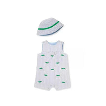 Little Me Gator Sunsuit & Hat - Grey Image 1