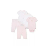Little Me Rose 5Pc Bodysuit w/ Pants Set - Pink Image 1