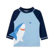 Little Me - Shark Long Sleeve Rashguard, Blue Image 1