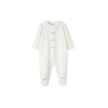 Little Me - Silver Dots Velour Footie, Ivory Image 1