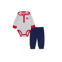 Little Me Valentines Bodysuit Set - Navy Image 1