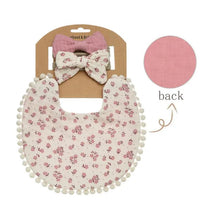 Little Trendy - Baby Floral Cotton Waterproofer Bib And Bows Headband Set, Color 6 Image 1