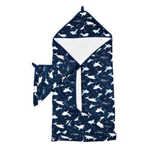 Loulou Lollipop - Hooded Towel Set, Blue Whales Image 1