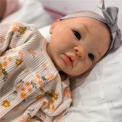 Macrobaby Baby Reborn White Vinyl, Painted Hair, Open Green Eyes - Mya Image 1