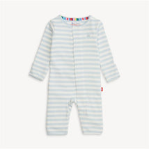 Magnetic Me - Baby Boy Blue Stripe Organic Cotton Coverall Image 1
