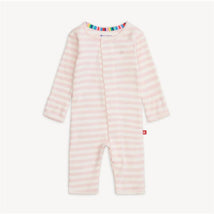 Magnetic Me - Baby Girl Pink Stripe Organic Cotton Coverall Image 1