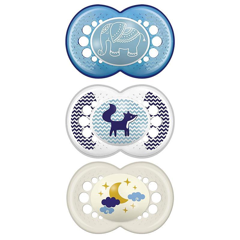 Mam Day & Night 6-12M 3-Pack Pacifiers in Blue