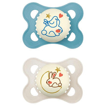 Mam - 2Pk Original Night Pacifiers Glows in The Dark Boy, 0/6M Image 1